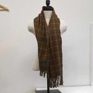 Lambswool Brown and Orange‎ Plaid Scarf